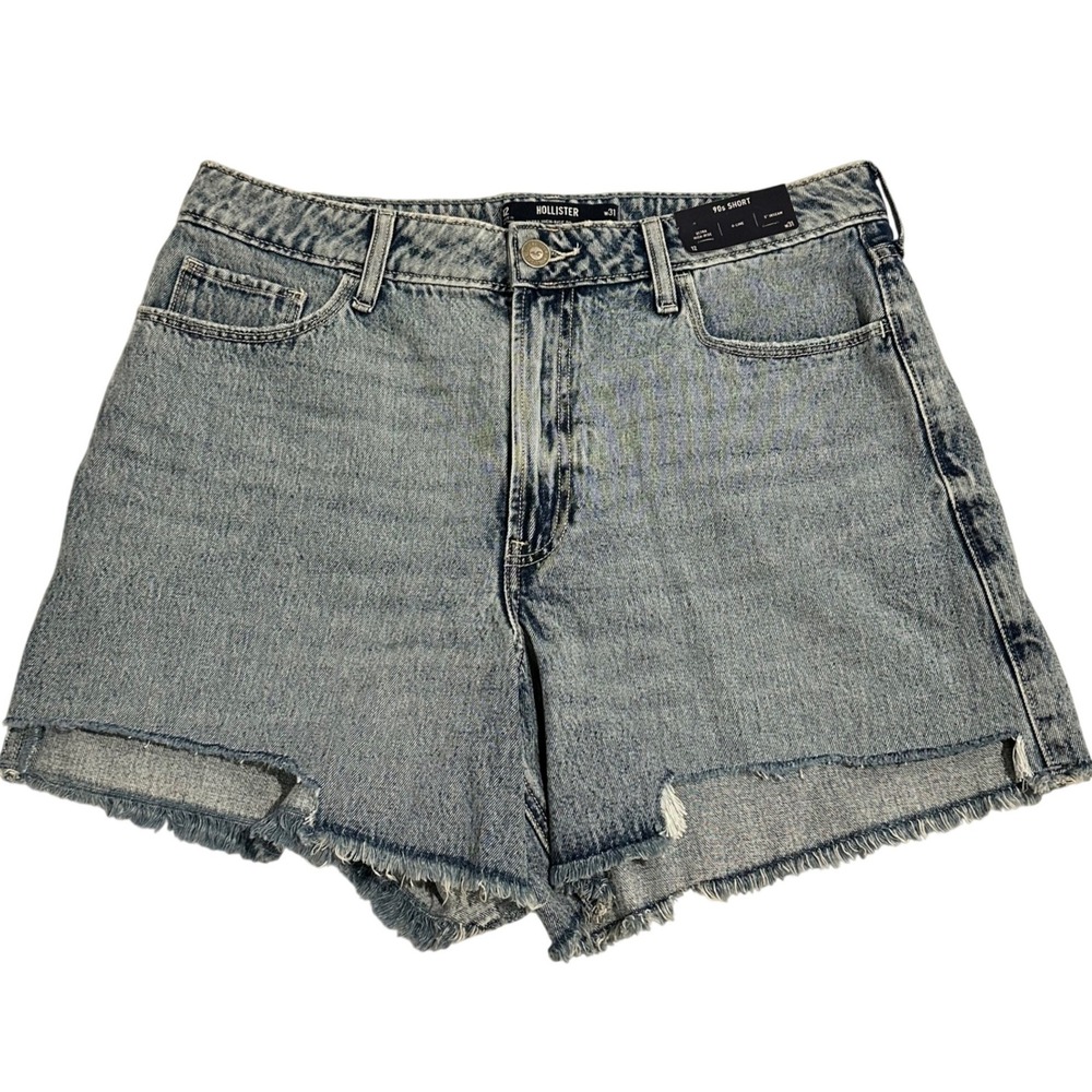 Hollister Ultra High-Rise 90s Short Light Wash Denim Sz 12 W31 A-Line NEW TAGS